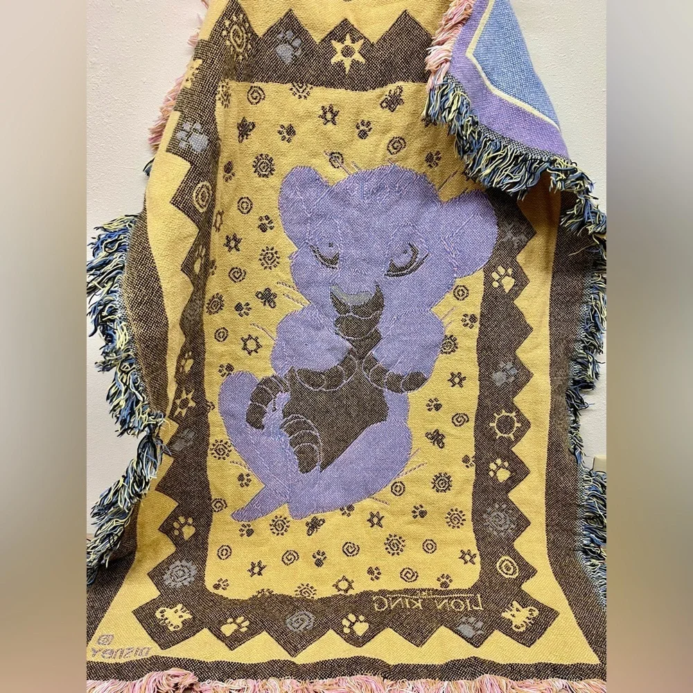 Vintage Disney Lion King Cub Simba Throw Blanket Tapestry Pastel Colors